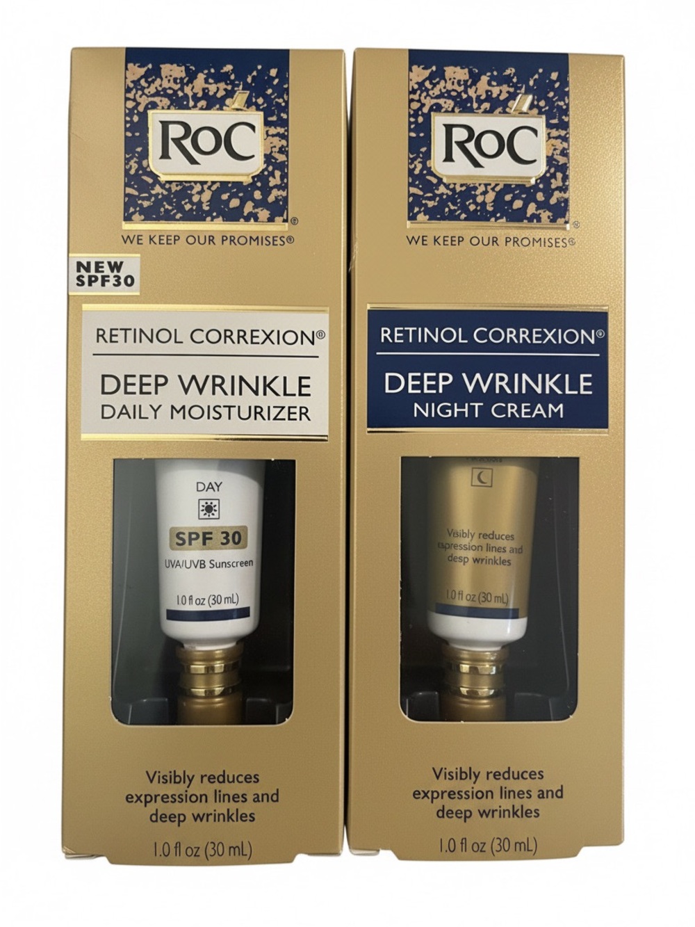 RoC Night/Day Moisturizer Duo w/ Retinol 1 oz ea NIB
